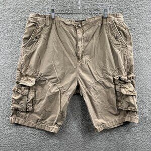 Lions Crest Mens Cargo Shorts 46 Tan 100% Cotton‎ Outdoor Utility Flap Pockets